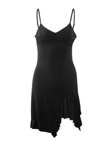 Неправилна ретро улична рокля с волани Секси черна рокля Дамска лятна мини рокля с презрамки по тялото без ръкави