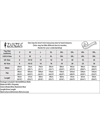 Лятна ежедневна пола Jupe 2024 ZANZEA Модни дамски плътни поли с висока талия с дължина до коляното Ретро парти работа Faldas Saia Vestido