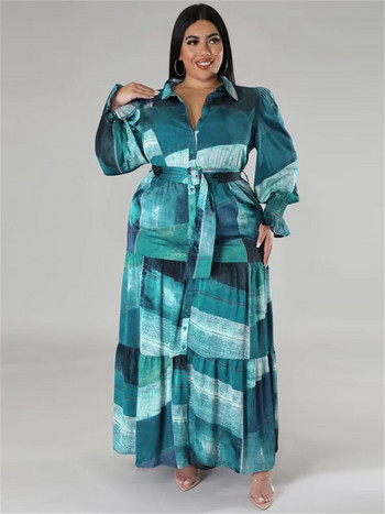 Wmstar Рокли с големи размери за жени Tie Dye Printed с джобове наклонени линии Модна парти макси рокля Горещи разпродажби на едро Dropshipping