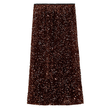 2023 Елегантни поли Дамска лятна мода Висока талия Тънка пола с обвивка на бедрата Женска есенна секси облекло с пайети Офис облекло faldas