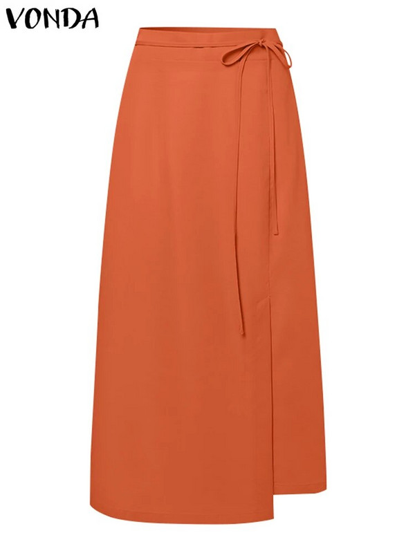 VONDA fuste midi cu talie înaltă pentru femei, bandaj de vară 2024, culoare uni, fustă lungă casual, largi, elegante, pantaloni de modă supradimensionați