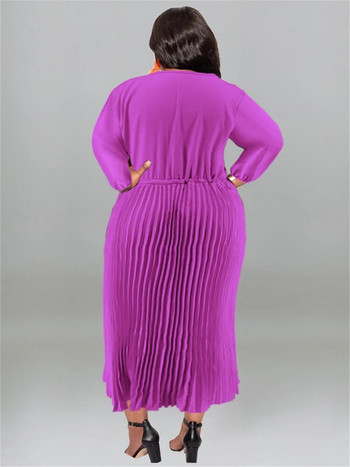 Wmstar Plus Size Γυναικείο Φόρεμα O λαιμό Μόδα Επίδεσμος Ψηλής Μέσης Κομψά μακρυμάνικα Φθινοπωρινά Maxi Φορέματα Χονδρική Dropshipping