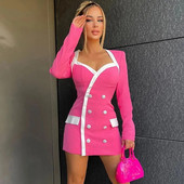 Mini rochie cu gât pătrat mozaic, sexy, bodycon, haine de toamnă 2022, la modă, la petrecere, la club, rochii elegante, casual, de lux, cu mânecă lungă