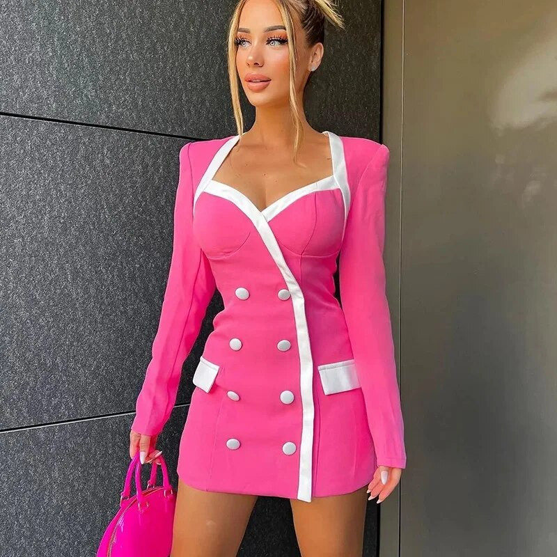 Mini rochie cu gât pătrat mozaic, sexy, bodycon, haine de toamnă 2022, la modă, la petrecere, la club, rochii elegante, casual, de lux, cu mânecă lungă