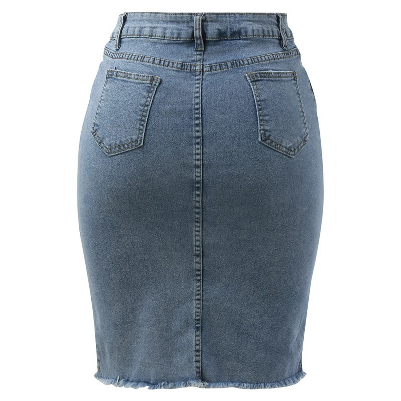 2023 m. pavasario vasara Naujas moteriškas sijonas, perskirtas, madingas Bodycon pieštukas, džinsinis sijonas aukštu juosmeniu su sagomis su kutais laisvalaikio džinsinis sijonas