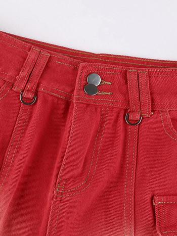 Kalevest Y2K Micro Skirts Red Rock Дамски поли Корейски стил Дънкови поли с ниска талия Горещи секси едноцветни дамски дрехи 2023