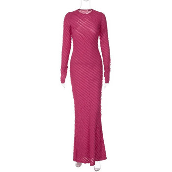 Clinkly Ruffles Frill Maxi Φόρεμα για Γυναικείες Φθινοπωρινές Χειμώνες Στρογγυλή λαιμόκοψη μακρυμάνικα Κομψά φορέματα Vestido Robes