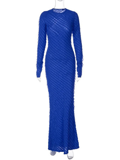 Rochie Maxi cu Volane Clinkly Volane Tinute Pentru Femei Toamna Iarna Decolteu Rotund Maneca Lunga Rochii Elegante Robe Robe