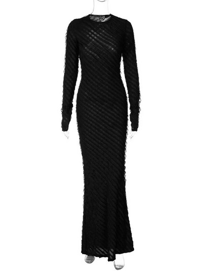 Rochie Maxi cu Volane Clinkly Volane Tinute Pentru Femei Toamna Iarna Decolteu Rotund Maneca Lunga Rochii Elegante Robe Robe