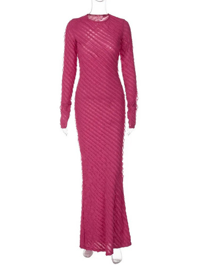 Rochie Maxi cu Volane Clinkly Volane Tinute Pentru Femei Toamna Iarna Decolteu Rotund Maneca Lunga Rochii Elegante Robe Robe