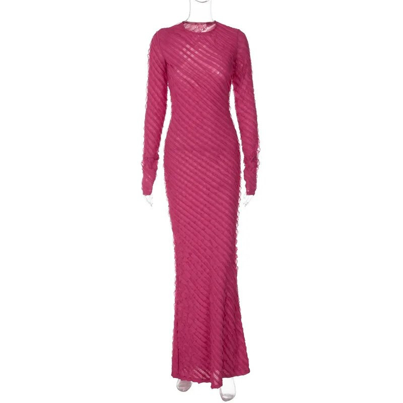 Rochie Maxi cu Volane Clinkly Volane Tinute Pentru Femei Toamna Iarna Decolteu Rotund Maneca Lunga Rochii Elegante Robe Robe