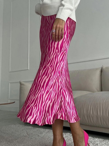 2023 Καλοκαίρι Φθινόπωρο Γυναικείες Κομψές μίντι σατέν φούστες με στάμπα ψηλόμεσο γραφείο Γυναικείο Bodycon Pencil Slim φούστα για γυναίκες