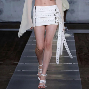 KOXINVES Personalized Niche φούστα Streetwear Γυναικεία 2024 Δέρμα μονόχρωμο λεπτό, σέξι και μοντέρνο ταμπεραμέντο All-match WS108