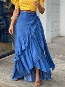Moteriškas didelio dydžio džinsinis sijonas A linijos laisvalaikio gatvės aprangos vakarėliui klubo Y2K vintažinis elegantiškas paprastas raukinis sijonas.