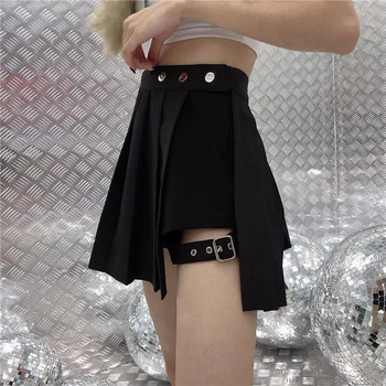 Готическа плисирана пола Дамски неправилни мини къси поли Модна тенденция Пънк улично облекло Плюс размер Секси долнища Y2k Дрехи