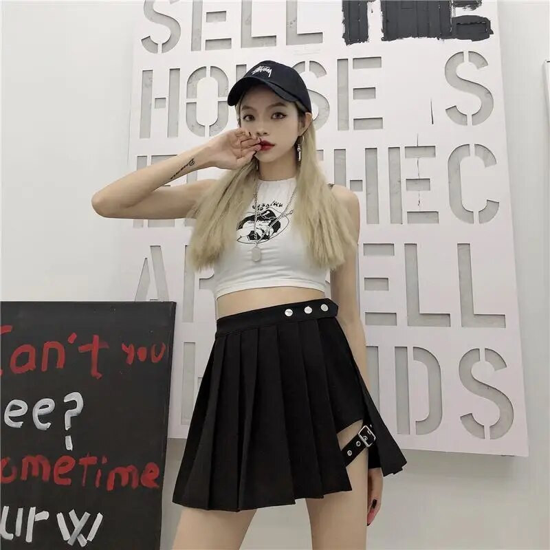 Gotička plisirana suknja Ženske nepravilne mini kratke suknje Modni trend Punk Streetwear Seksi donji dio velike veličine Y2k odjeća