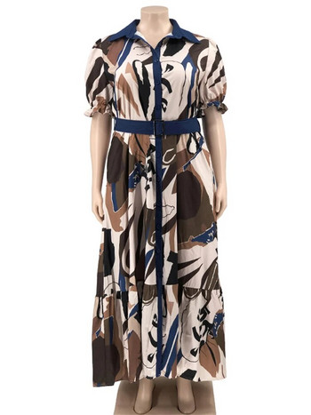 Wmstar Plus Size Φορέματα για Γυναικεία Καλοκαιρινά Ρούχα με κουμπιά κοντομάνικο τύπωμα συνονθύλευμα Κομψό φόρεμα Maxi Χονδρική Dropshipping