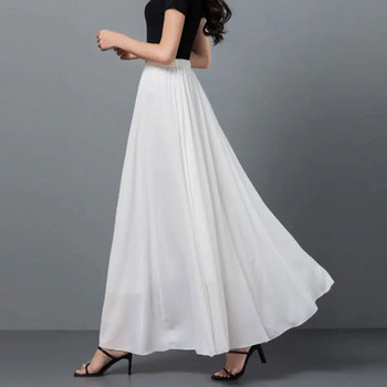 Λευκό σιφιόν ψηλόμεσο τούλι φούστες Γυναικείες μακριές κομψές συν μέγεθος Πλισέ φούστες με δίχτυ χορού C450