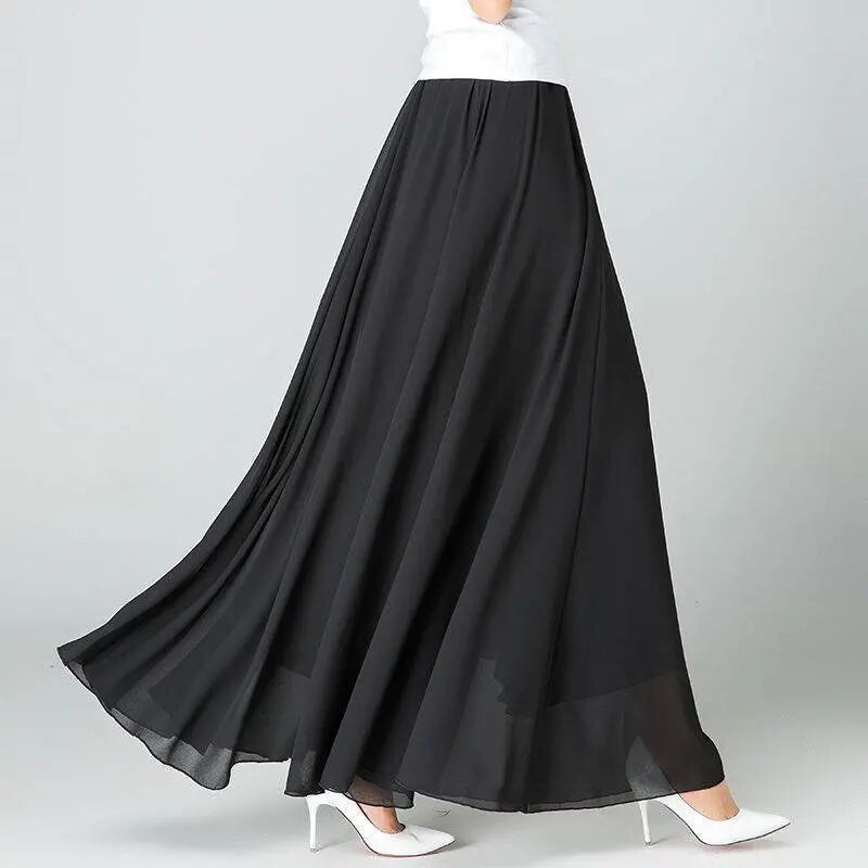 Fuste din tul cu talie înaltă din șifon alb pentru femei, lungi, elegante, mai mari, fuste pliate din plasă de dans, C450