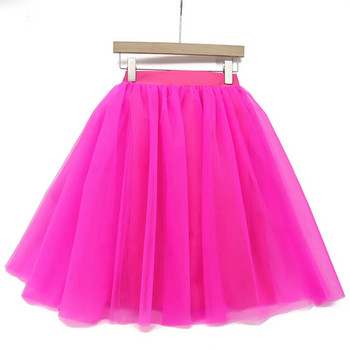 Προσαρμοσμένη μόδα ροζ φούστα από τούλι Vintage Midi πλισέ γυναικείες φούστες Lolita Petticoat falda Mujer saia jupe Secret Plus Size 5XL