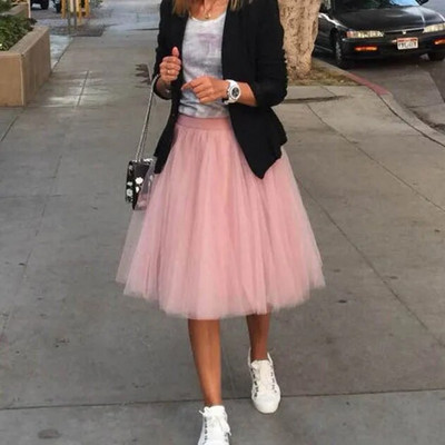 Módna ružová tylová sukňa, vintage midi skladané sukne, dámska lolita spodnička, veľkosť Secret, plus veľkosť 5XL