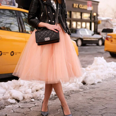 Módna ružová tylová sukňa, vintage midi skladané sukne, dámska lolita spodnička, veľkosť Secret, plus veľkosť 5XL