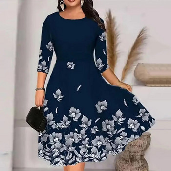 Γυναικείο φόρεμα Καλοκαιρινό φόρεμα με λαιμόκοψη 3/4 με μανίκια μίντι φόρεμα Plus μέγεθος πεταλούδες εκτύπωσης στη μέση στενό χαλαρό στρίφωμα casual φόρεμα Streetwear
