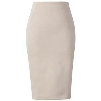 Neophil 2023. Zimska ženska midi pencil suknja od brušene kože visokog struka sivo ružičasta XXL seksi stilska rastezljiva folija za uredske poslove Saia S1009