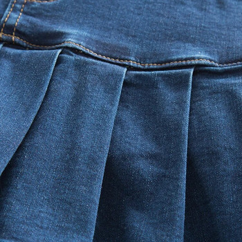 Дамски поли с големи размери 4xl 5xl 6xl Лятна мода Пачуърк с волани Къси шорти с висока талия Женска ежедневна дънкова пола с плисе