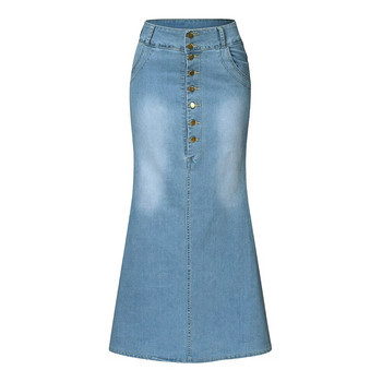 Τζιν Φούστες Γυναικείες Casual Μπροστινό Κουμπί A-Line Μεσαίου μήκους Jean Vintage Plus Size Φούστα Καλοκαίρι Φθινόπωρο Νέα μόδα Γυναικείες φούστες