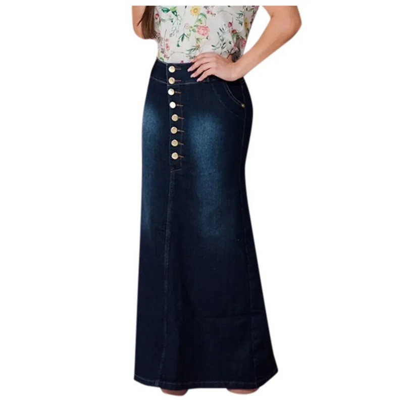 Traper suknje Ženske ležerne A-kroja s prednjim gumbima Jean Vintage suknje veće veličine Ljeto Jesen Nova moda Ženske suknje