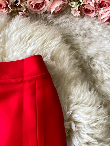 Office Lady Κόκκινη/Μαύρη Pencil Φούστα Γυναικεία Κομψή Ψηλόμεση Split Faldas Γυναικεία Casual Slim Bodycon Saias OL Φθινόπωρο Νέα μόδα