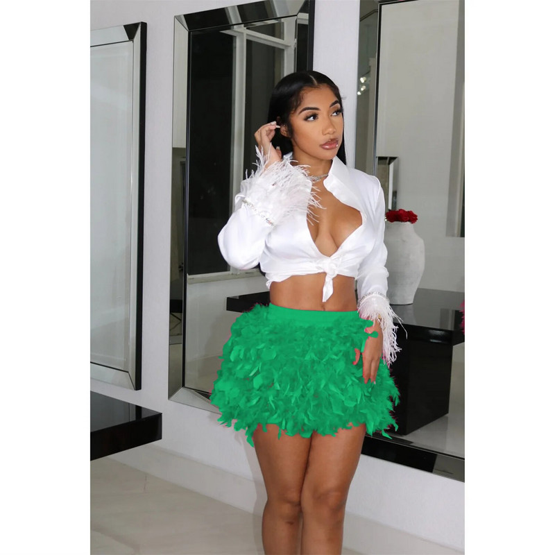 Dámska patchworková pierková sukňa 2023 Letné dámske sladké mini krátke sukne, jednofarebné, sexy, klubové, párty, plesové, chlpaté strapcové sukne