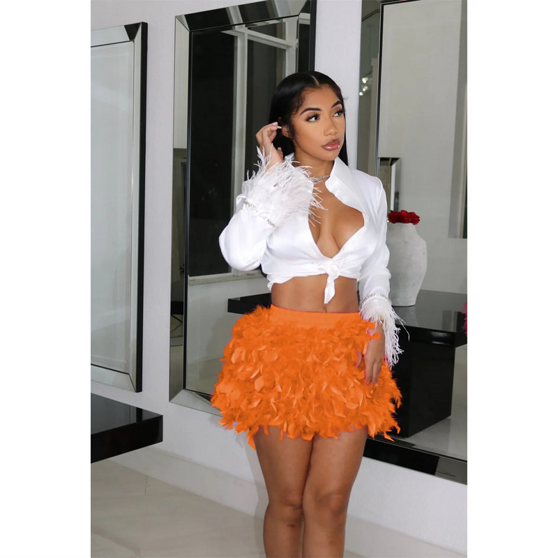 Dámska patchworková pierková sukňa 2023 Letné dámske sladké mini krátke sukne, jednofarebné, sexy, klubové, párty, plesové, chlpaté strapcové sukne