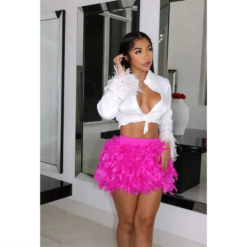 Dámska patchworková pierková sukňa 2023 Letné dámske sladké mini krátke sukne, jednofarebné, sexy, klubové, párty, plesové, chlpaté strapcové sukne