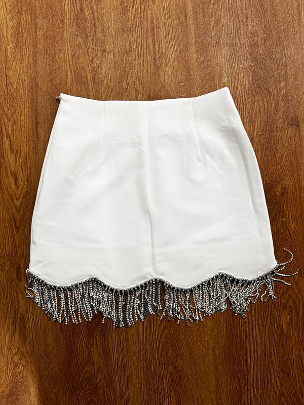 HIGH STREET Legújabb 2024 divattervező szoknya női gyémánt láncok gyöngyös mini szoknya