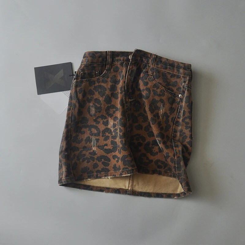 Seksi poderane suknje s leopard uzorkom, ženska mini traper suknja Streetwear pencil suknja visokog struka faldas mujer moda 2022.