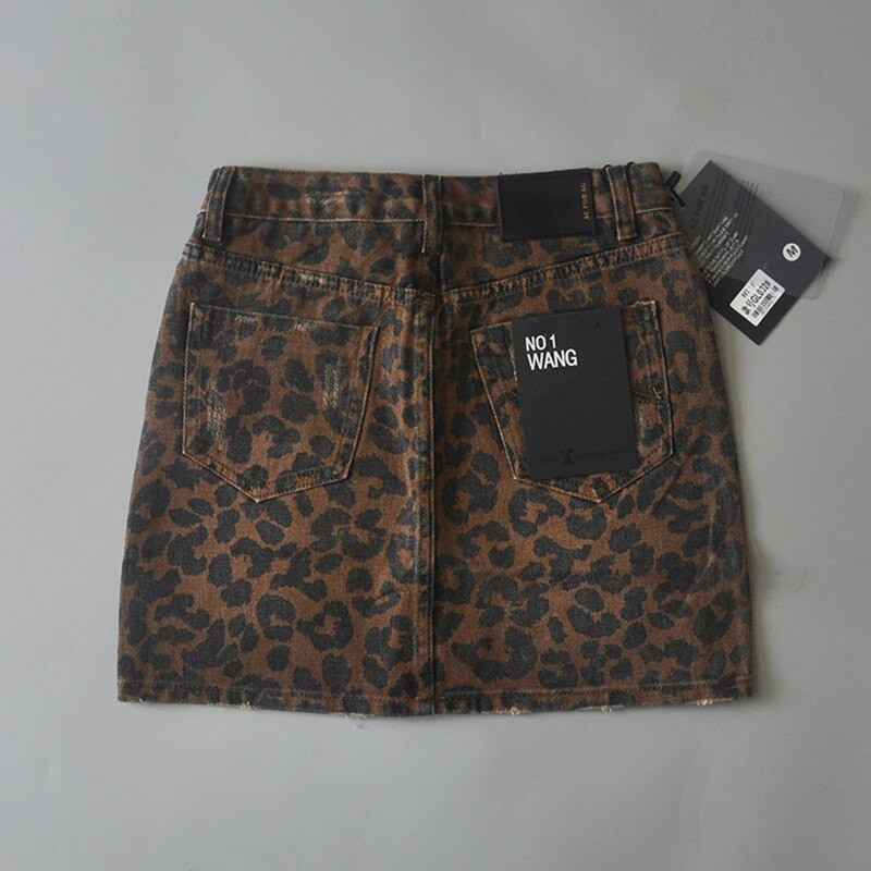 Seksi poderane suknje s leopard uzorkom, ženska mini traper suknja Streetwear pencil suknja visokog struka faldas mujer moda 2022.