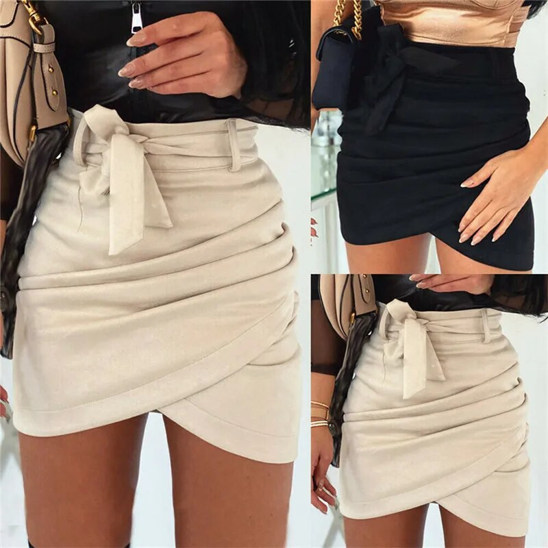 Ženska suknja za ženske zabave Visoki struk s volanima Bodycon pencil suknje Modna seksi mini suknja za večernje zabave