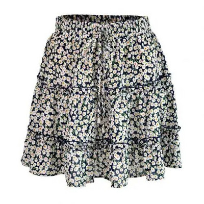 Ljetna boho seksi mini suknja s cvjetnim uzorkom Ženska bandažna modna kratka suknja visokog struka s volanima za žene Plisirane suknje velikih veličina