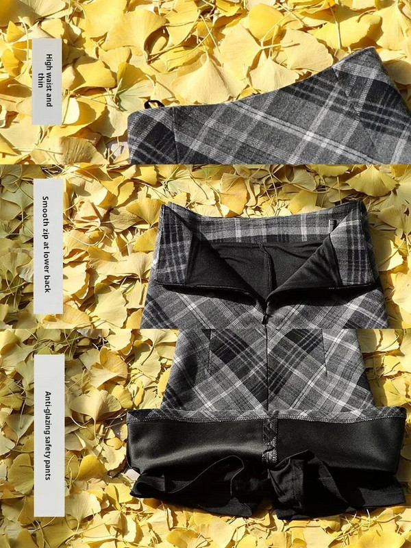 Γυναικεία ανοιξιάτικη φούστα Mini Jupe Y2k Vintage Kawaii Ρούχα Harajuku Fashion Style Mini Etek Ψηλόμεση A- Line Khaki καρό φούστα