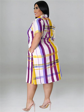 Γυναικεία φορέματα Wmstar Plus Size με ζώνη φαρδιά κοντομάνικο κουμπιά Casual Maxi πουκάμισα Φόρεμα Hot Sale Χονδρική Dropshipping