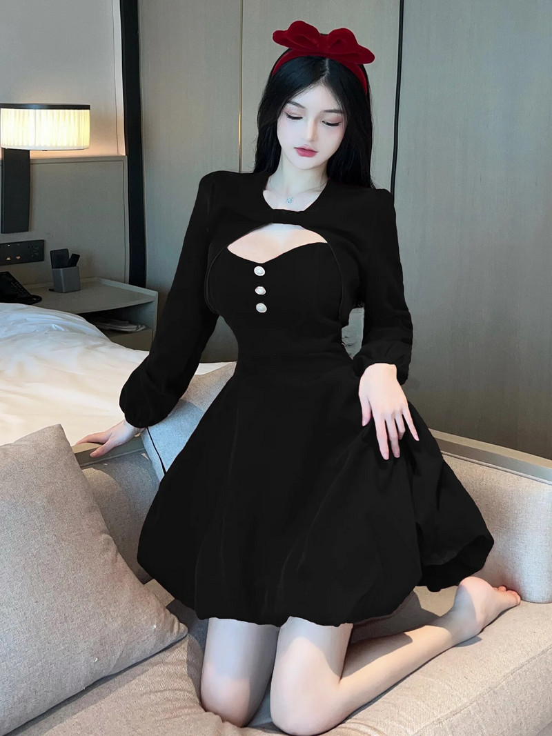 2023 Toamnă/Iarnă Nou temperament femei catifea Retro Anul Nou Robă de Crăciun Piept înfășurat Rochie în formă de A Set de modă 27TA