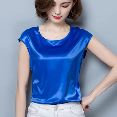 Ženska satenska bluza Ljeto 2019. Ženske ružičaste majice Ženske košulje Bluze M-4xl M-4xl Odjeća s rukavima na udarce Blusas Femininas