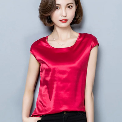 Ženska satenska bluza Ljeto 2019. Ženske ružičaste majice Ženske košulje Bluze M-4xl M-4xl Odjeća s rukavima na udarce Blusas Femininas