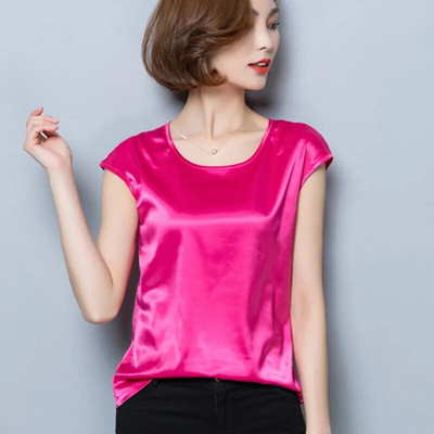 Ženska satenska bluza Ljeto 2019. Ženske ružičaste majice Ženske košulje Bluze M-4xl M-4xl Odjeća s rukavima na udarce Blusas Femininas