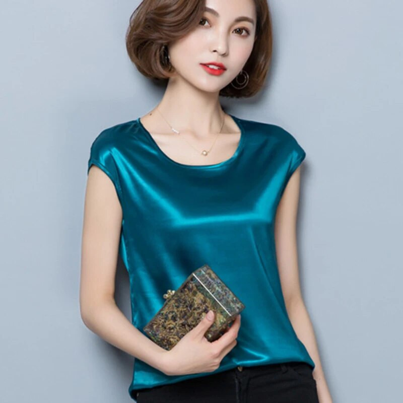 Ženska satenska bluza Ljeto 2019. Ženske ružičaste majice Ženske košulje Bluze M-4xl M-4xl Odjeća s rukavima na udarce Blusas Femininas