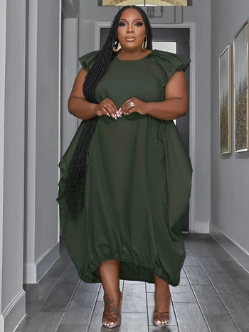 Wmstar Plus Size Φορέματα για Γυναικείες Χαλαρές τσέπες Συμπαγές Κομψό Μασίφ Φόρεμα Maxi New In Summer Ρούχα Χονδρική Dropshipping