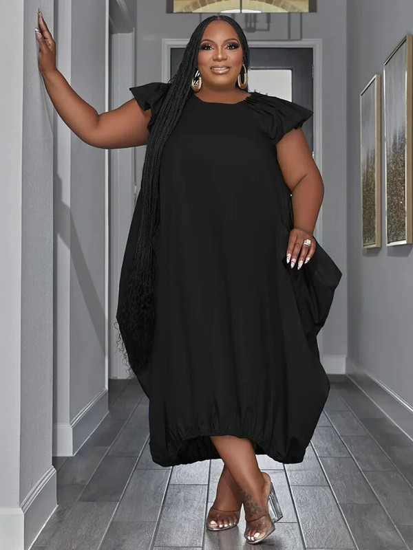 Wmstar Plus Size Φορέματα για Γυναικείες Χαλαρές τσέπες Συμπαγές Κομψό Μασίφ Φόρεμα Maxi New In Summer Ρούχα Χονδρική Dropshipping