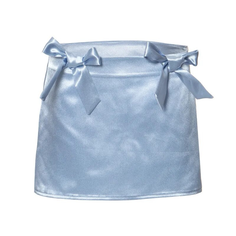 Fém kötésű masnis szoknya vékony rövid szoknya női tavaszi új egyszínű alkalmi mini szoknya Drop Szállítás